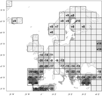 Projected change in summer precipitation in Europe up to 2080