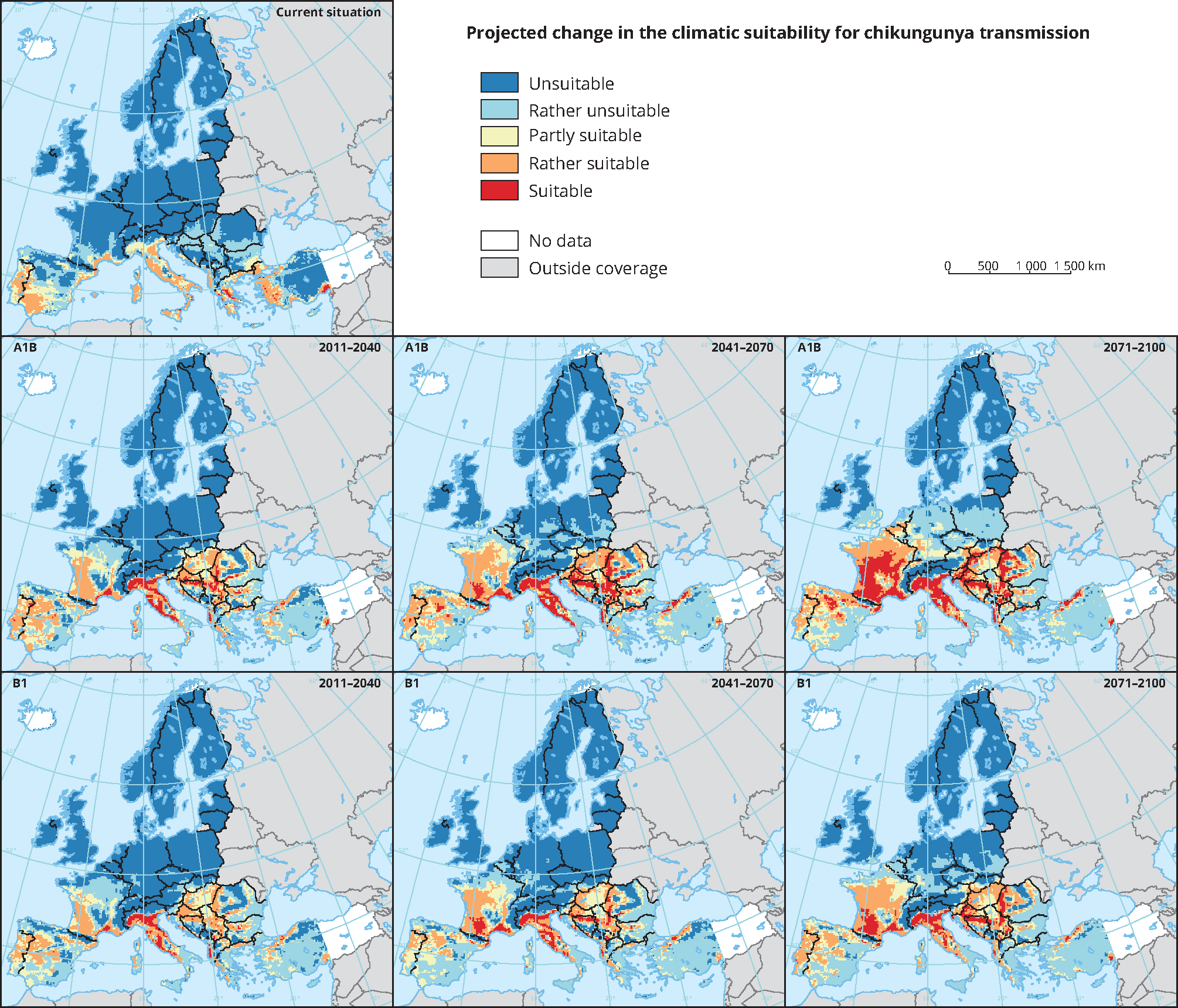 Projected change in the climatic suitability for Chikungunya transmission