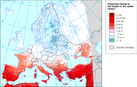 Projected change in the length of dry spells