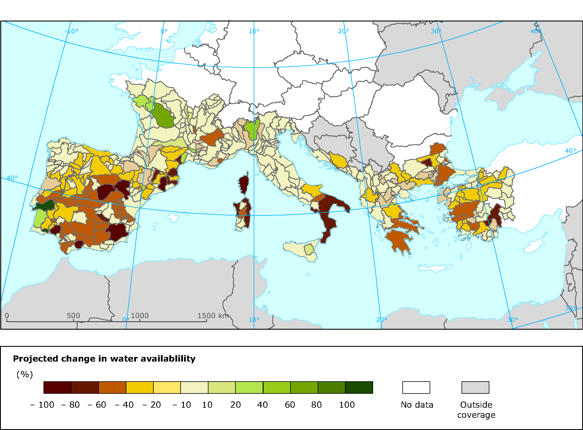 Projected change in water availability for irrigation in the Mediterranean region 