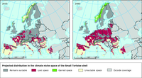 Projected changes in the climate niche space of the Small Tortoise shell 