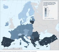 Proportion of people in Europe who report being unable to keep home warm, by country 