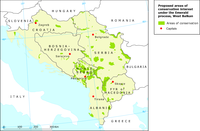 Proposed ASCIs under the Emerald process, in the western Balkans area (Albania, Bosnia and Herzegovina, Croatia, FYR of Macedonia, Serbia and Montenegro)