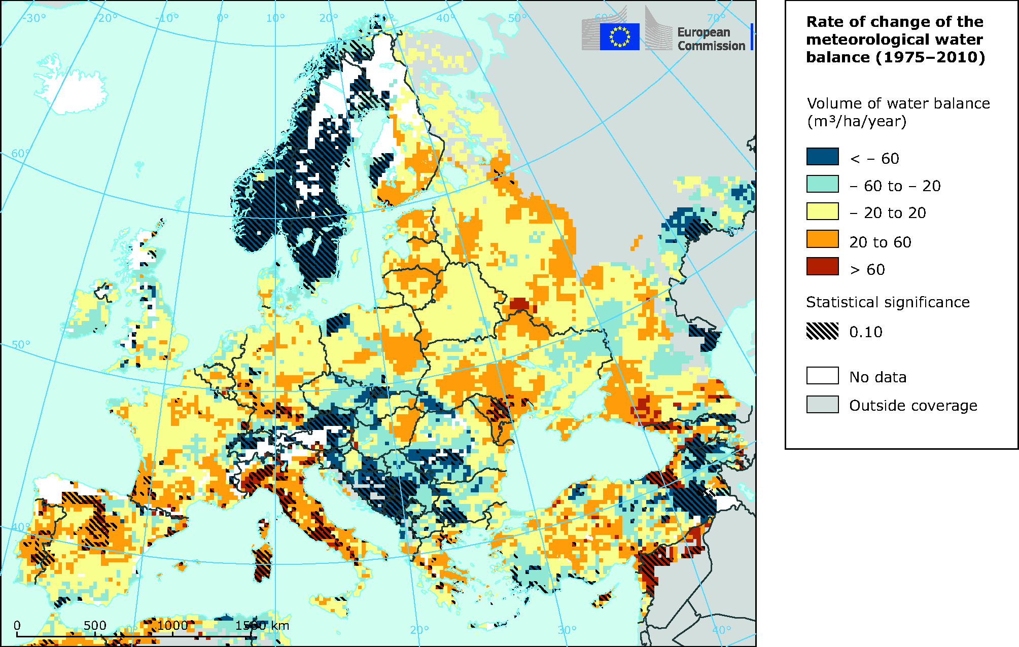 Rate of change of the meteorological water balance 