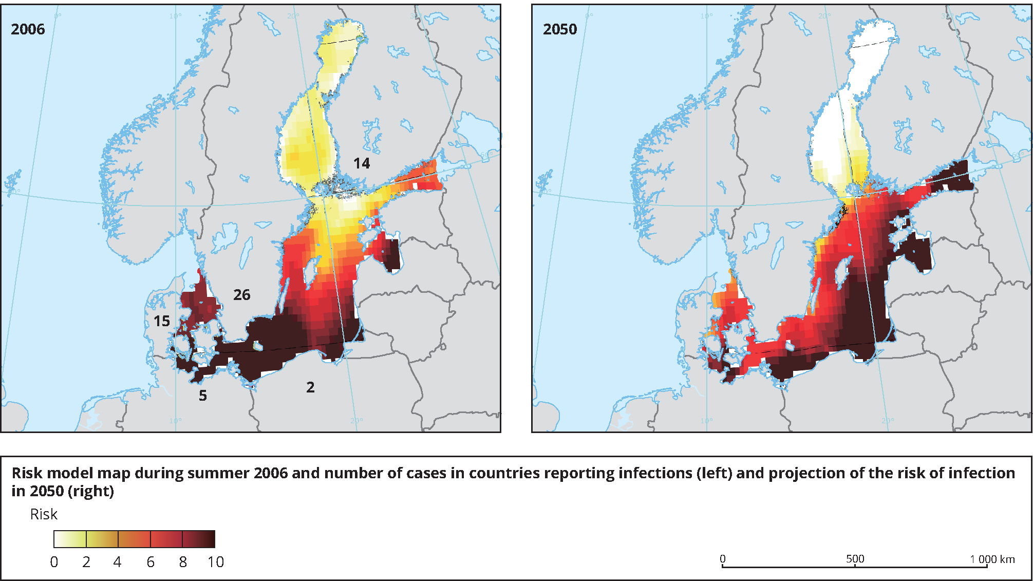 Current and projected risk of vibriosis infections in the Baltic Sea region