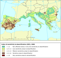 Sensitivity to desertification index map