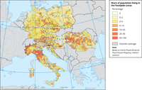 Share of population living in the floodplain areas