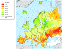 Share of stable species in 2100, compared with 1990