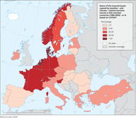 Share of the insured losses caused by weather - and climate - related extreme events in EEA member countries (1980-2020) - in % based on CATDAT