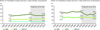 Shares of renewable energy sources in total energy consumption and in total electricity consumption, 1992-2004