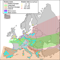 Soil erosion: probable problem areas in Europe
