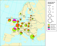 Source apportionment of phosphorus load in selected regions and catchments.