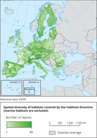 Spatial diversity of habitats covered by the Habitats Directive (marine habitats are excluded)