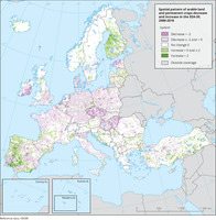 Arable land and permanent crops land cover change in the EEA-39, 2000-2018