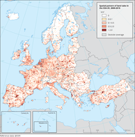 Spatial pattern of land take in the EEA-39, 2000-2018