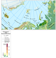 The Arctic biogeographical region physiography (elevation pattern, main lakes and