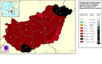 The estimated distribution of the daily airborne pollen concentration of ragweed in the entire ragweed pollen season in Hungary in 2011