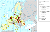 The level of green areas inside and around cities, 2006