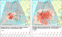 The modelled effects of introducing road vehicle emissions standards and the LCP/IPPC Directives for large combustion plants on PM2.5 concentrations in Europe in 2005