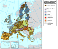The Natura 2000 network across biogeographical regions, status July 2008
