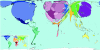 Top: GDP Map (the territory size shows the proportion of worldwide wealth measured as GDP, based on exchange rates with the USD, that is found there) Bottom: Total GDP in the pan-European region and the rest of the world in 2005 (based on constant 2000 USD)