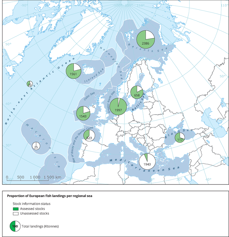 North Sea Fishing Grounds Map Landings Of Fish Per Regional Seas, And Proportion Of Landings For Which  Stock Assessments Are Available — European Environment Agency