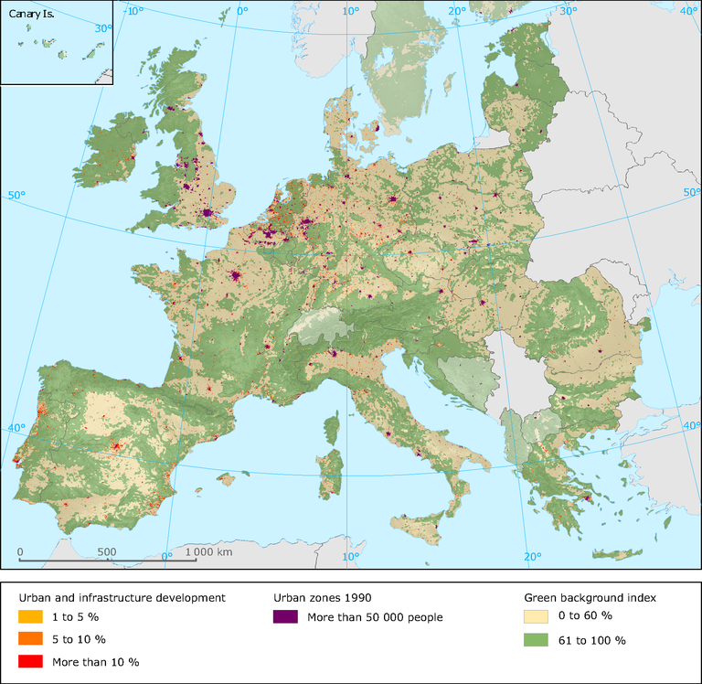 Map Of Europe In 1990 Map 1 Urban Sprawl_Europe.eps — European Environment Agency