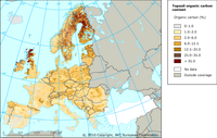 Variations in topsoil organic carbon content across Europe