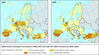 Water stress in Europe, 2000 and 2030