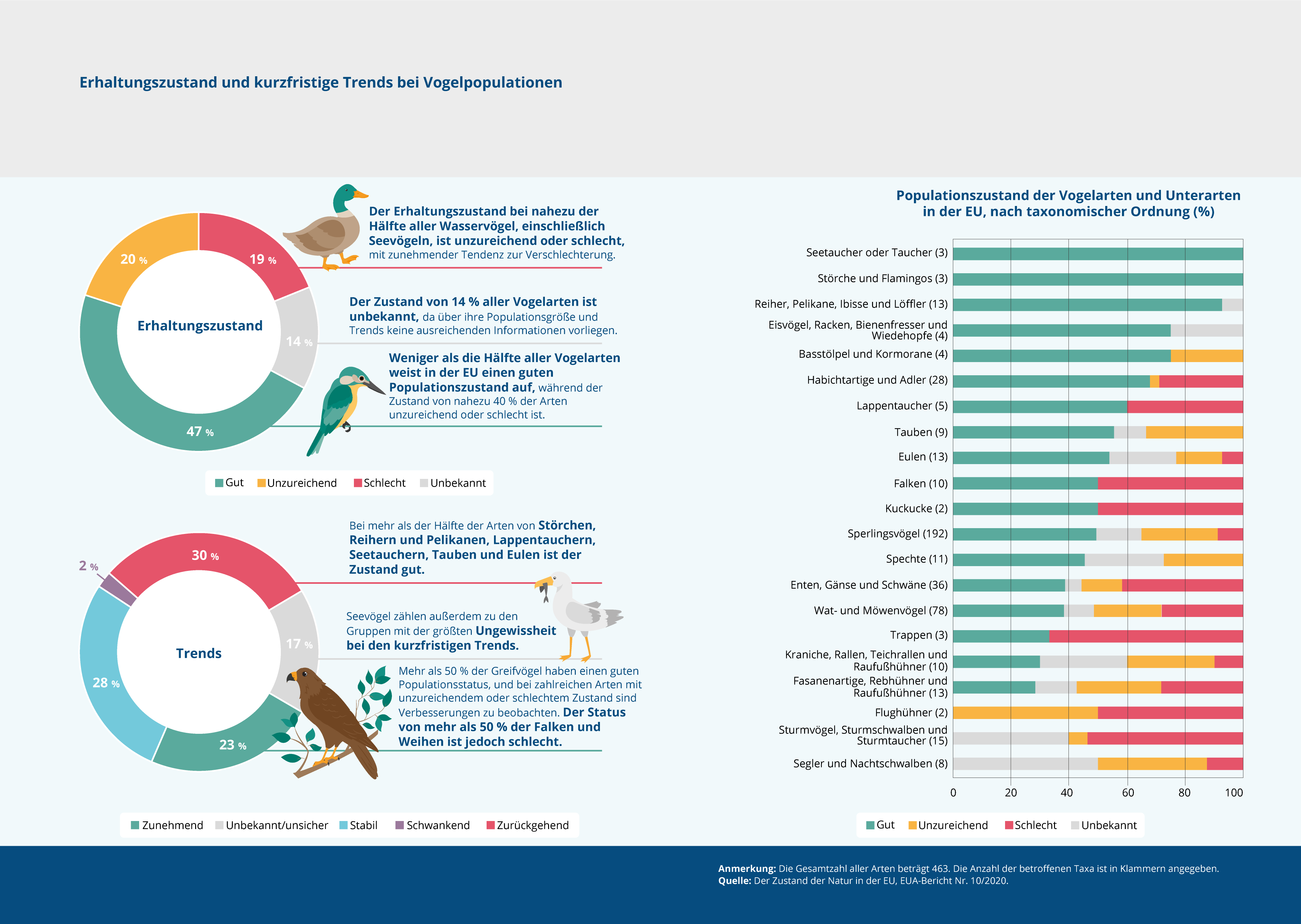 Erhaltungszustand und kurzfristige Trends bei Vogelpopulationen