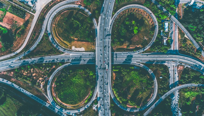bird's eye view of motorways