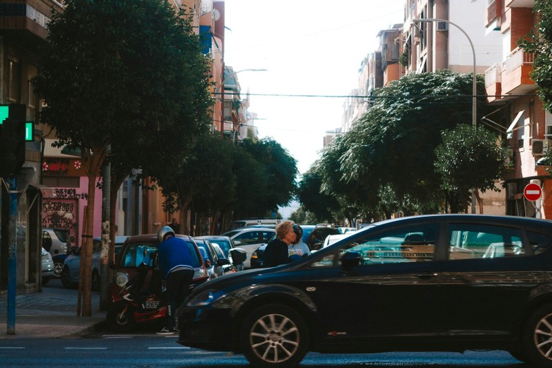 Street with cars and buildings