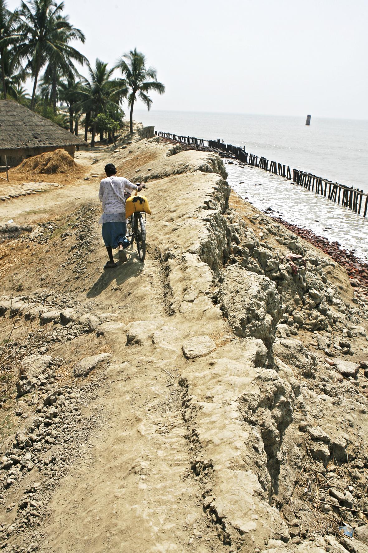 Des digues sur l'île de Sagar