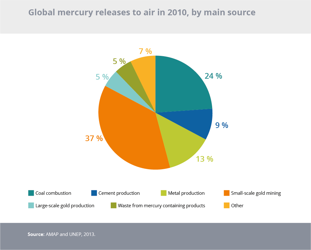 Global mercury releases to air in 2010, by main source