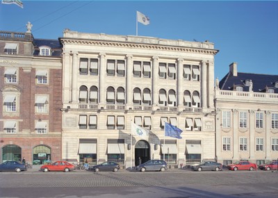 European Environment Agency building with EU and Agency flags 