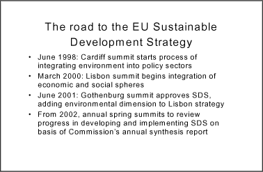 The road to the EU Sustainable Developement Strategy