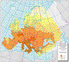 Dagelijkse piekconcentraties van ozon in de zomer (klik voor vergroting)