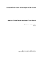 Selection Criteria for the Catalogue of Data Sources