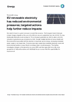 EU renewable electricity has reduced environmental pressures; targeted actions help further reduce impacts
