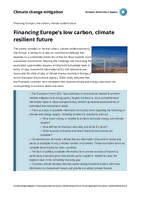 Financing Europe’s low carbon, climate resilient future