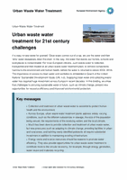 Urban waste water treatment for 21st century challenges