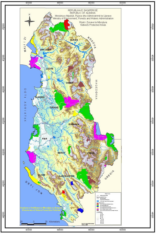 Map of Protected Areas of Albania