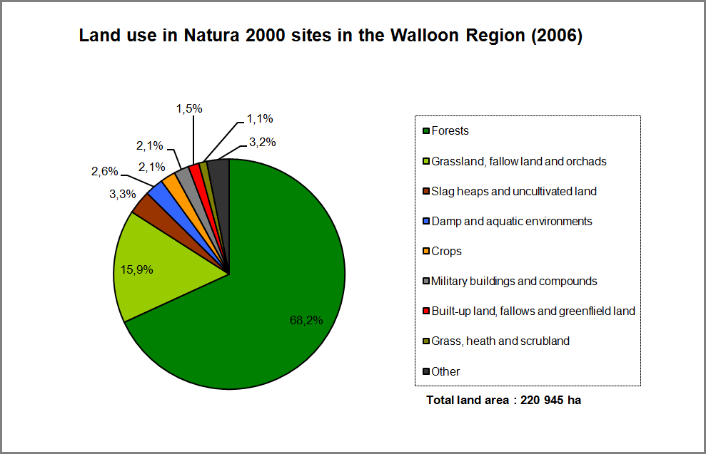 Figure 16: Land use in Natura 2000 sites in the Walloon Region (2006)