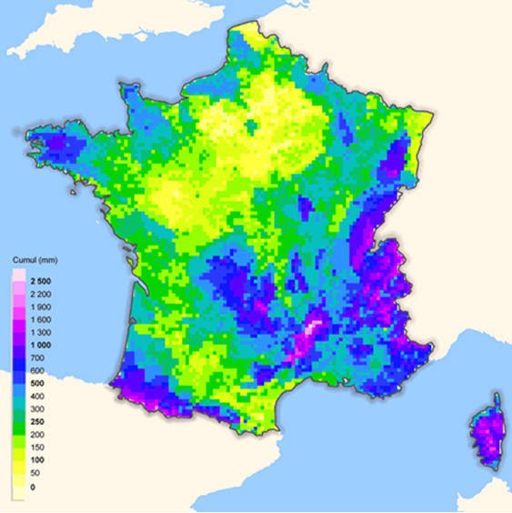 Total effective rainfall in 2008