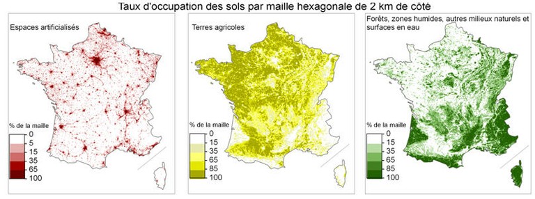 Dominant agriculture in the North West, more natural spaces in the South and East