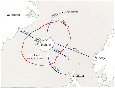 Figure 1 Distances between Iceland and other countries