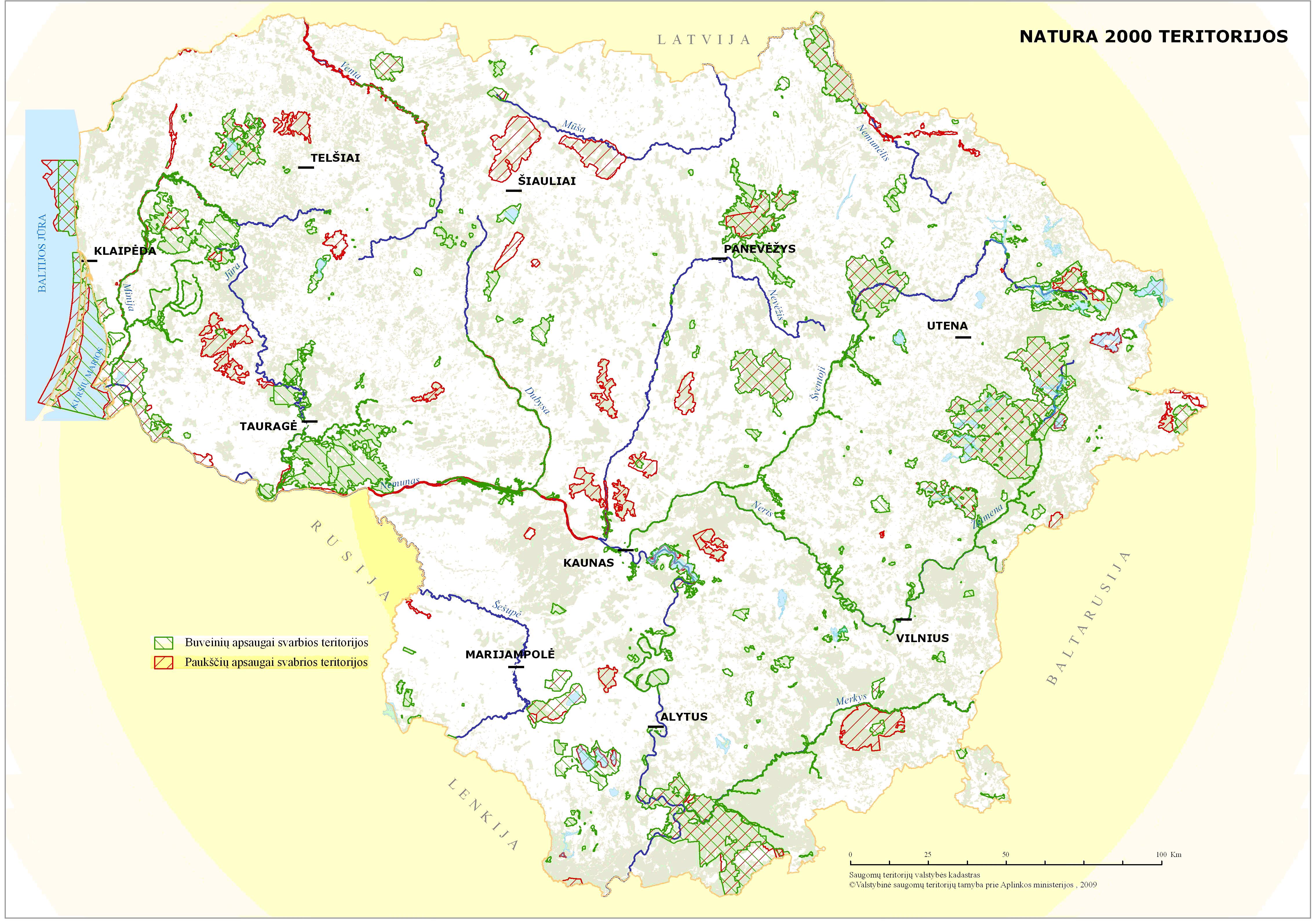 Fig. 2. Natura 2000 network in Lithuania, 2009 Source: State Service for Protected Areas under Ministry of Environment