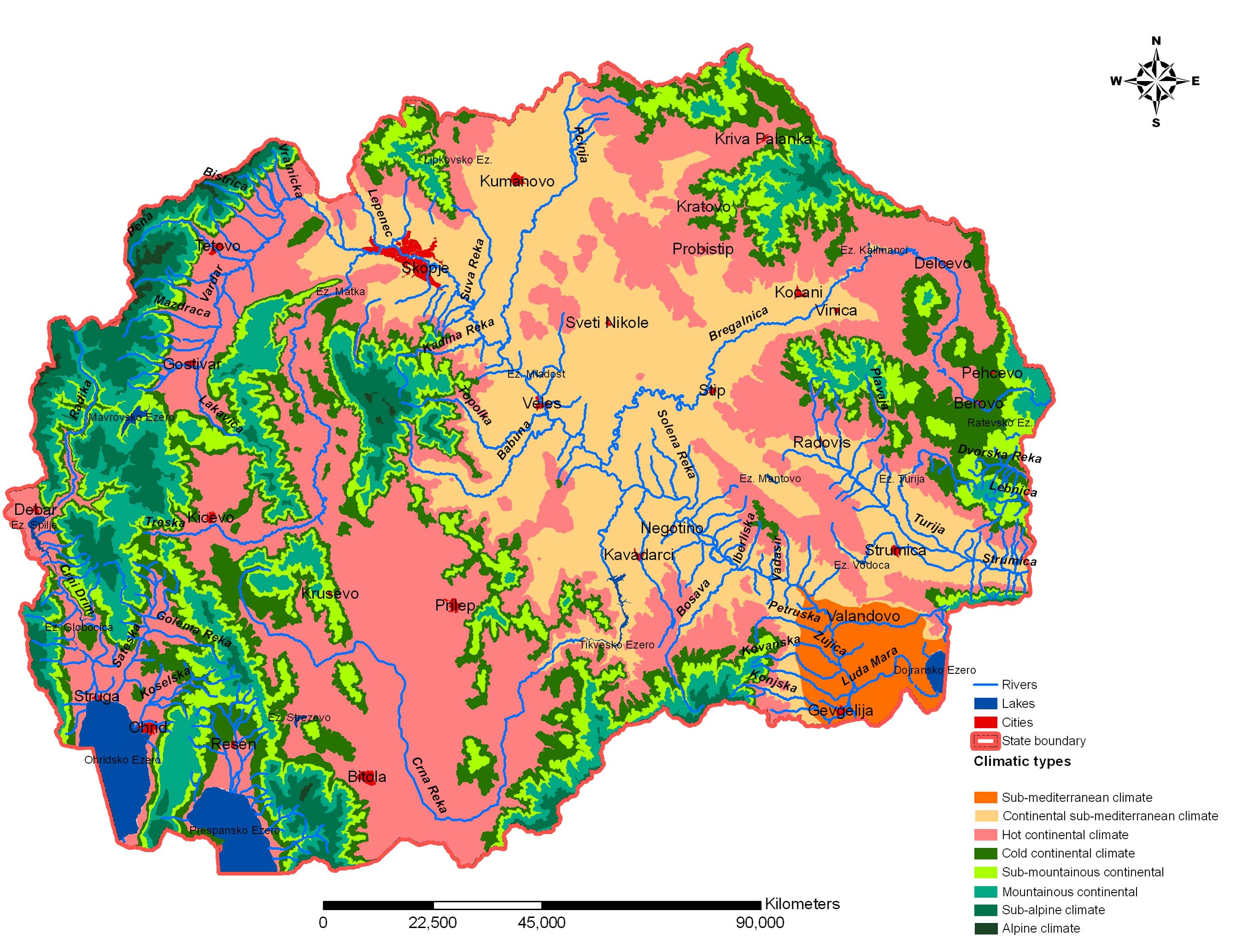 Map 2: Climate regions in Macedonia