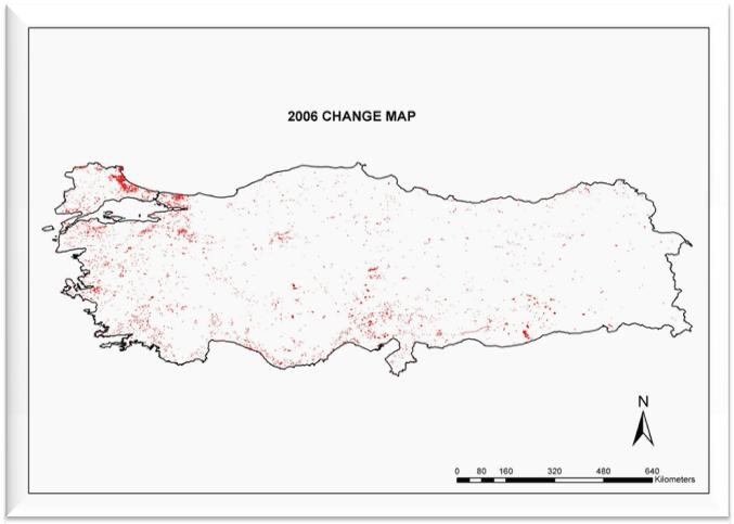 MAP OF LAND USE CHANGE IN TURKEY BETWEEN 2000 AND 2006