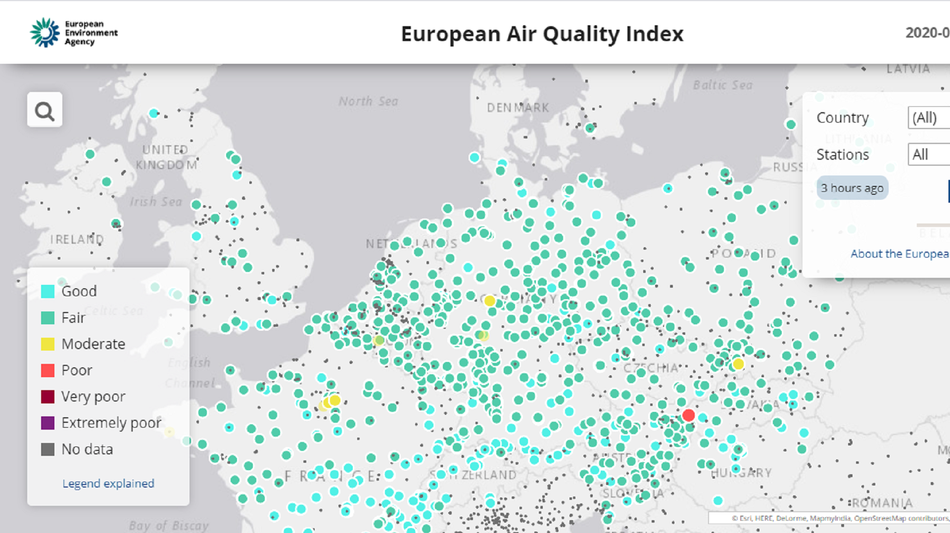 Air Quality Index Map European Air Quality Index — European Environment Agency